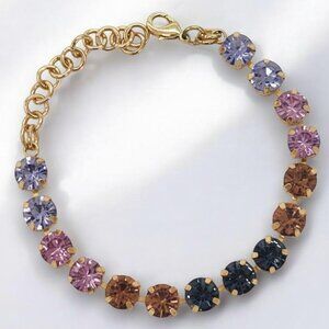 J.Crew Purple Ombre Crystal Tennis Bracelet Gold | NWOT